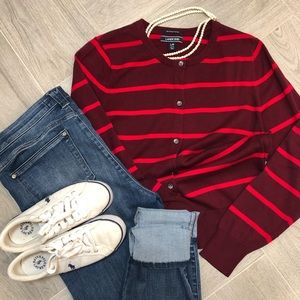 NWOT: Land’s End Cardigan in Bright Stripe